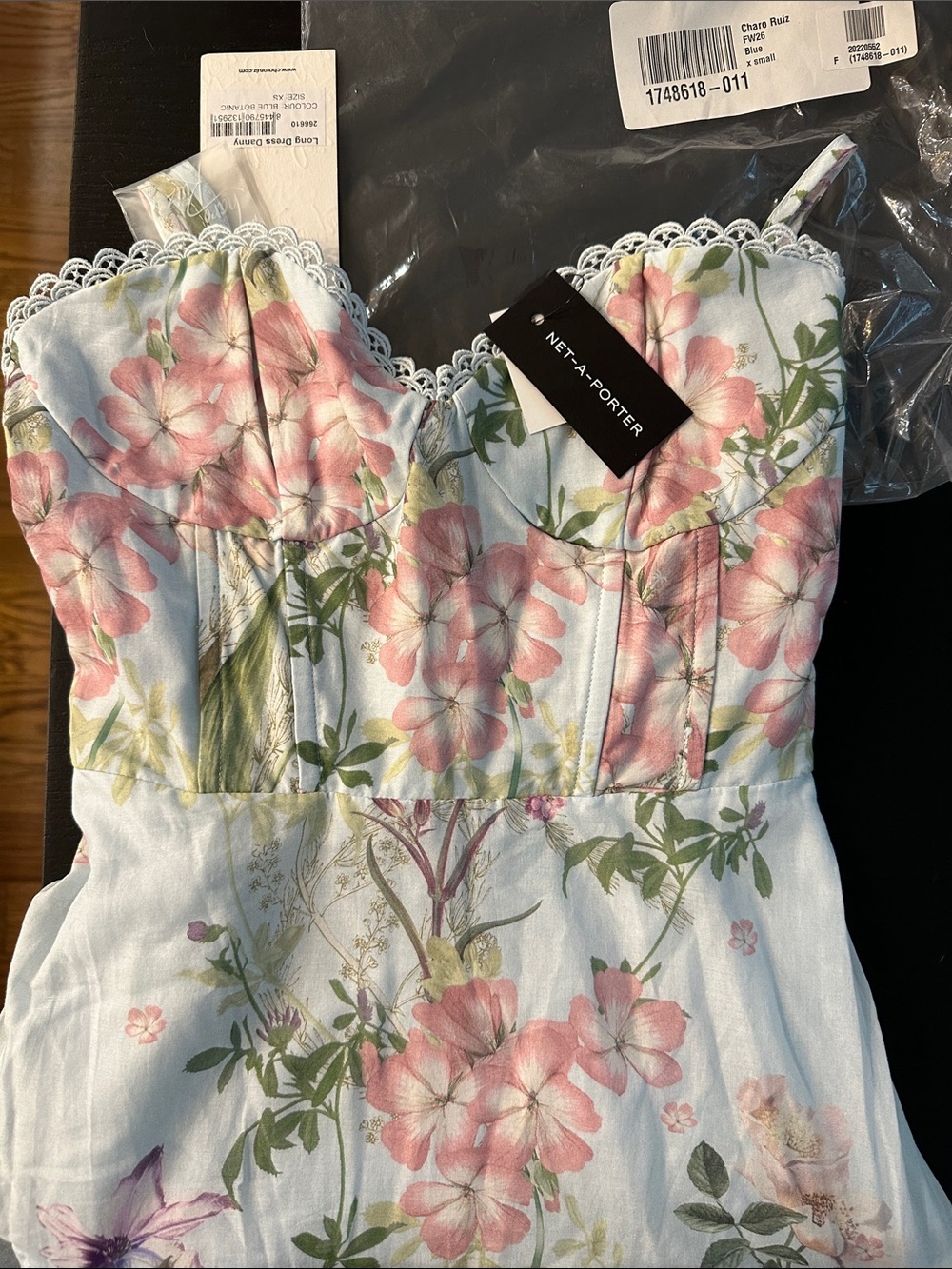 Charo Ruiz Danny Dress Strapless Floral Tiered Maxi Dress in pale blue, pastels - Picture 6 of 6